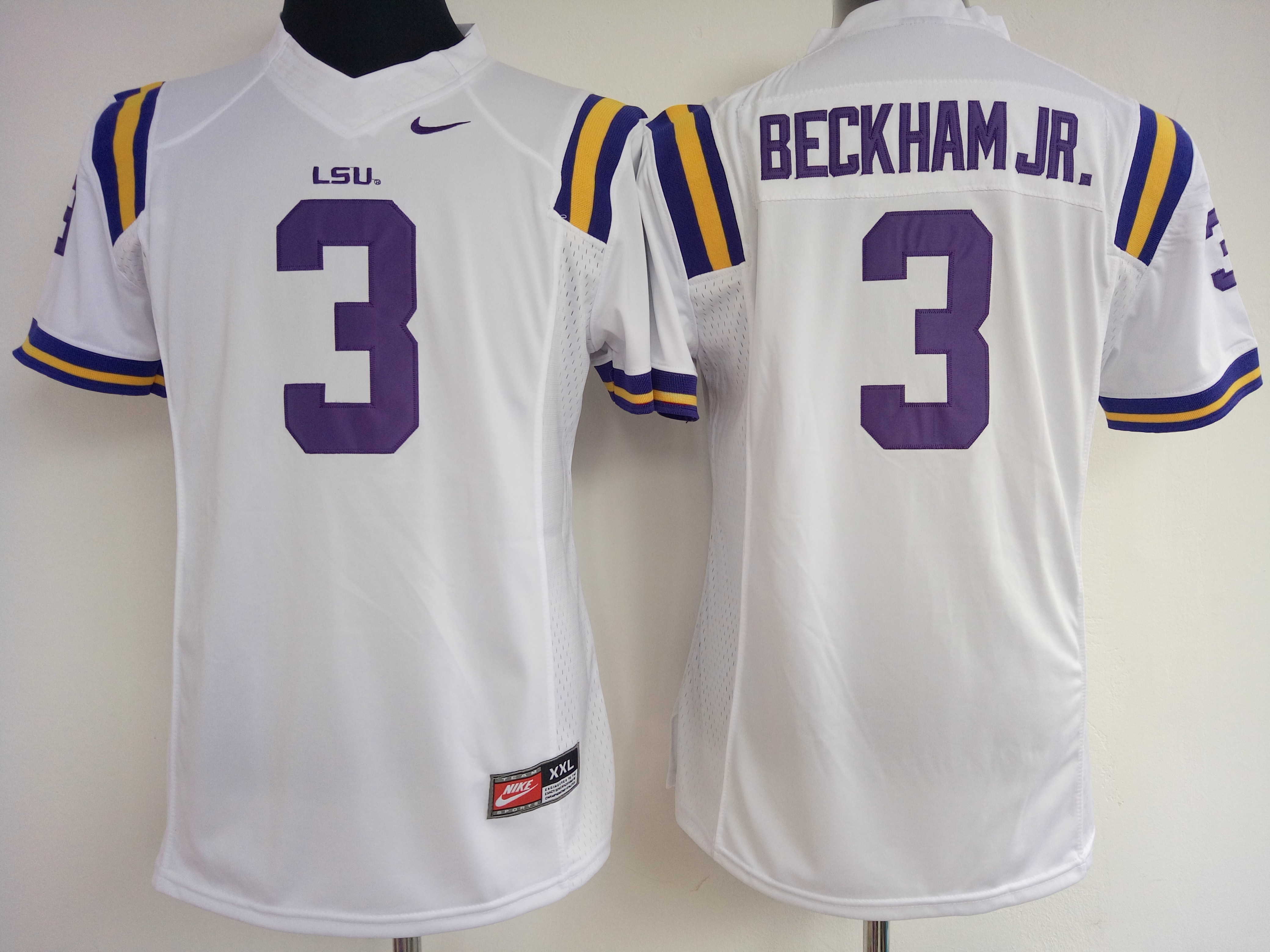 NCAA Womens LSU Tigers White #3 Beckham Jr jerseys